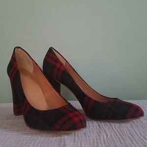 Charcoal, Red and Black Plaid Heel